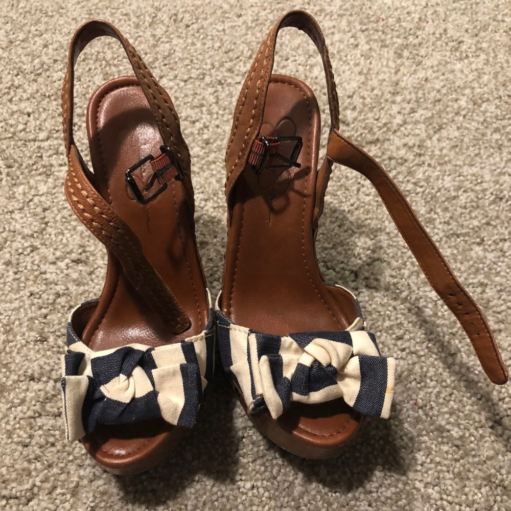 Jessica Simpson Blue and White Stripe Heels